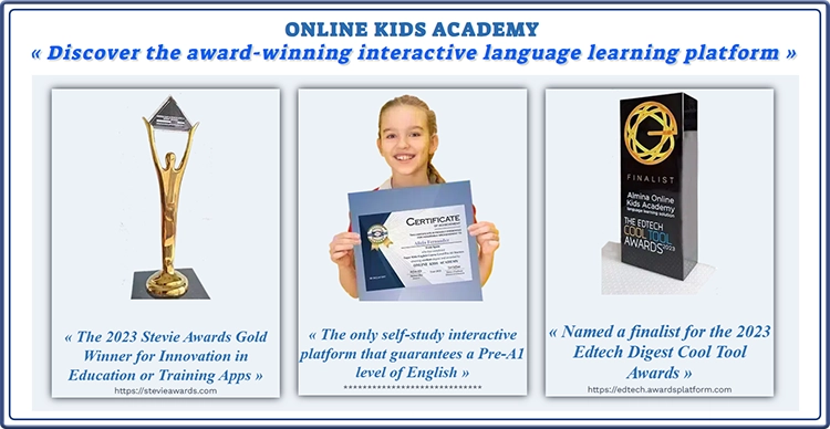 Online Kids Academy rewards and a girl with a certificate image